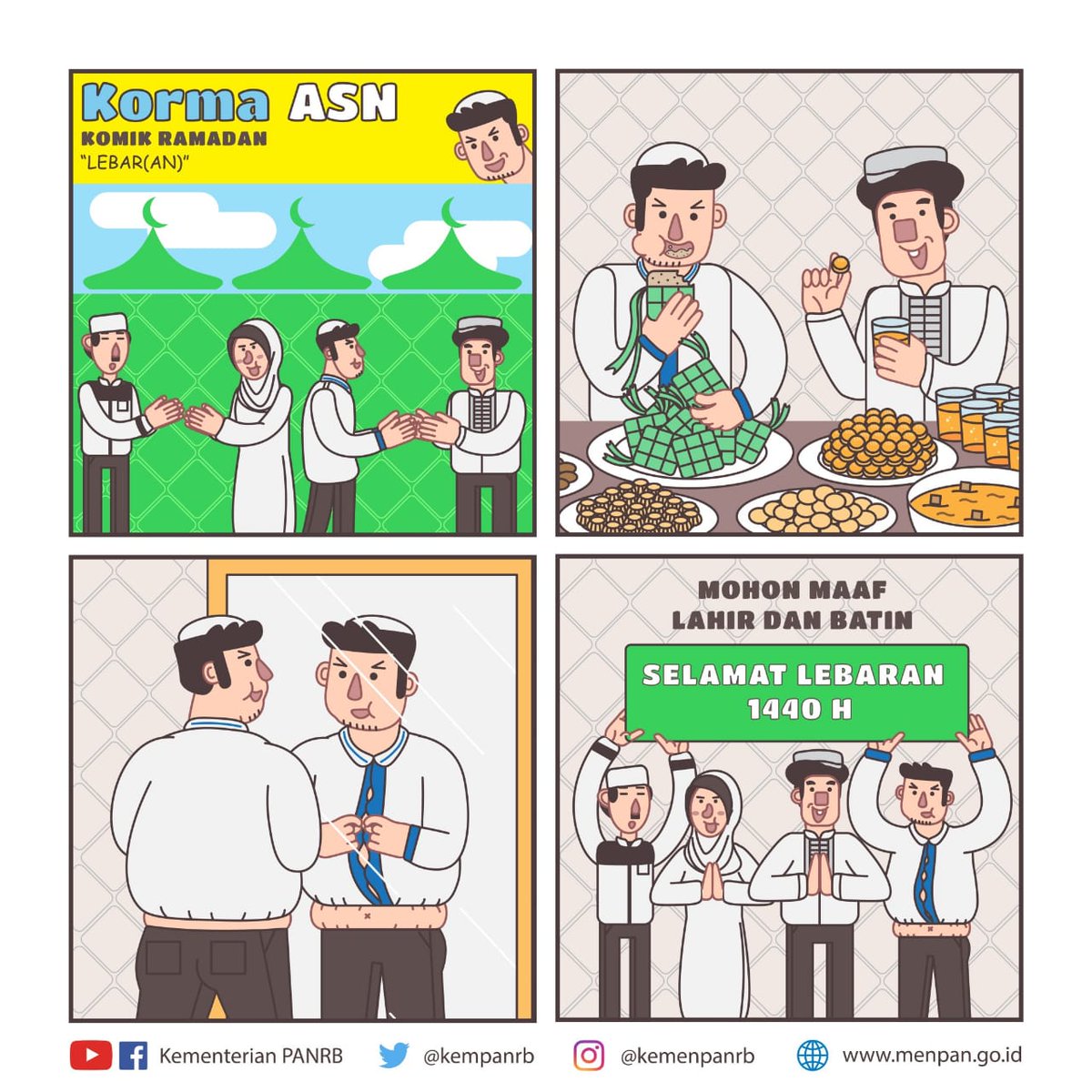 kempanrb's tweet photo. Bulan suci Ramadan sudah lewat, Hari Raya Idulfitri yang kita nanti juga telah tiba. Hati dan diri telah kembali menjadi fitri.
__
Jangan lupa siapkan diri untuk kembali mengabdi pada negeri ya, #RekanASN!
__
#KemenPANRB #HariRayaIdulFitri1440H #KormaASN https://t.co/Lb67KfDGzw