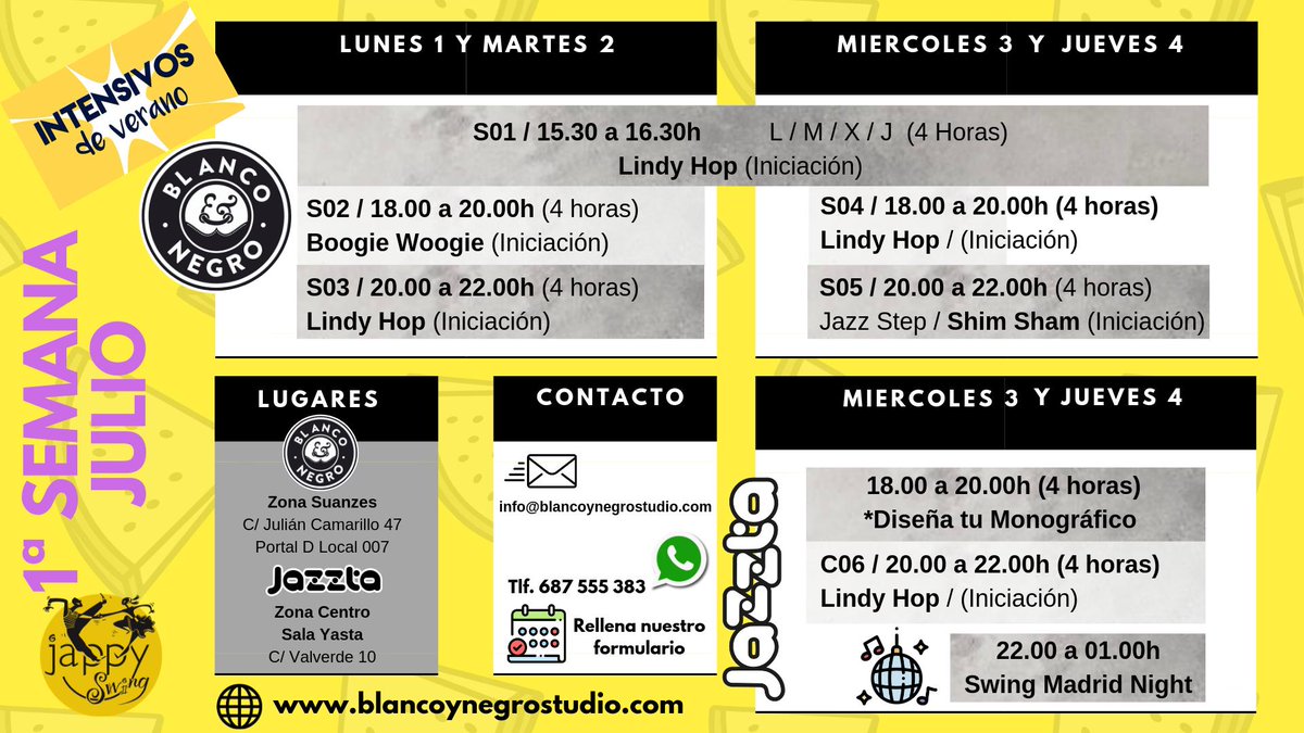jappyswing's tweet photo. @blancoynegrostudio  #swing #swingmadrid #lindyhop #lindyhoppers #lindyhopper #boogiewoogie #dancers #swingout 
 Intensivos de Verano  Julio 2019
https://t.co/hFT9RMZ89c
Y rellena nuestra formulario de Google
https://t.co/JYoU2Z9Ip7
Blanco y Negro Studio
https://t.co/vIJNphR8NV https://t.co/irYD5pBbOS