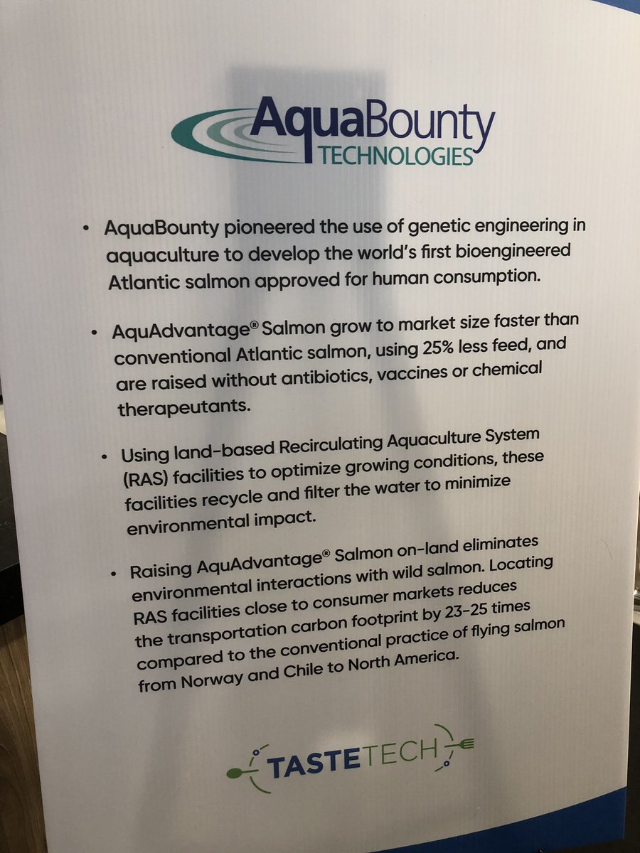 CortevaCA's tweet image. So many great food features at #TasteTECH from AquaBounty Technologies , Entomo Farms and Deepwater Farms. What a great night with @ASTechFDN and @GenomeAlberta!