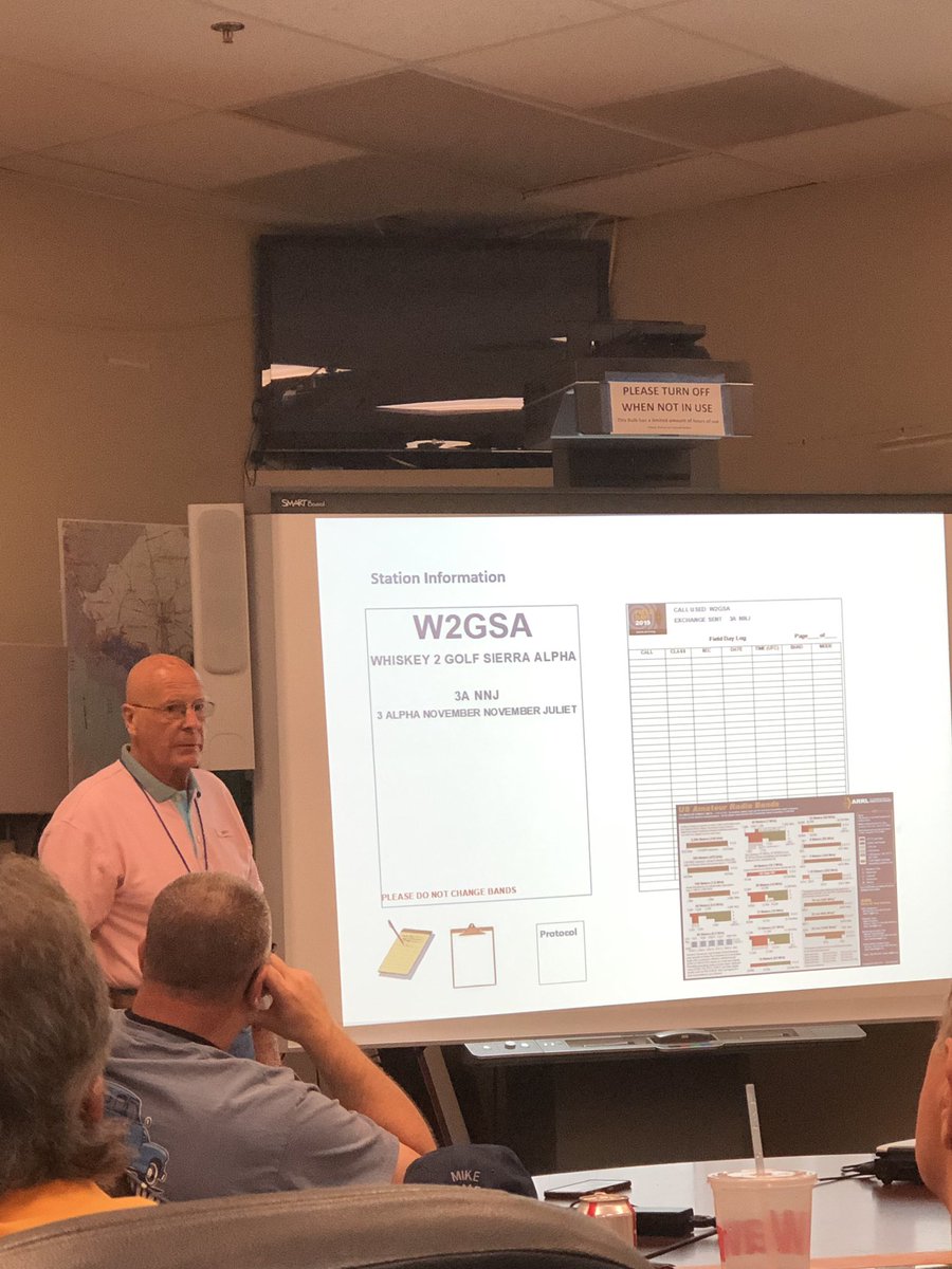 W2GSA_GSARA's tweet photo. #Gsara club meeting tonight discussing #FieldDay. #Gsara member Denis K2NPT in charge and going over do’s and don’t s. #FieldDay #HAMRadio https://t.co/AaXQbVlAaW
