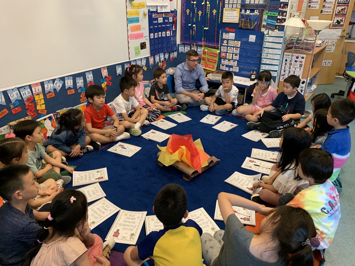 We love Camp Learned a lot in 1JM! It's an annual event in our class to take time to reflect on all we've accomplished as friends and learners this year. A special guest taught us a song around our campfire today. <a href="/munroinbeijing/">David Munro</a> #firstgrade #learnISB