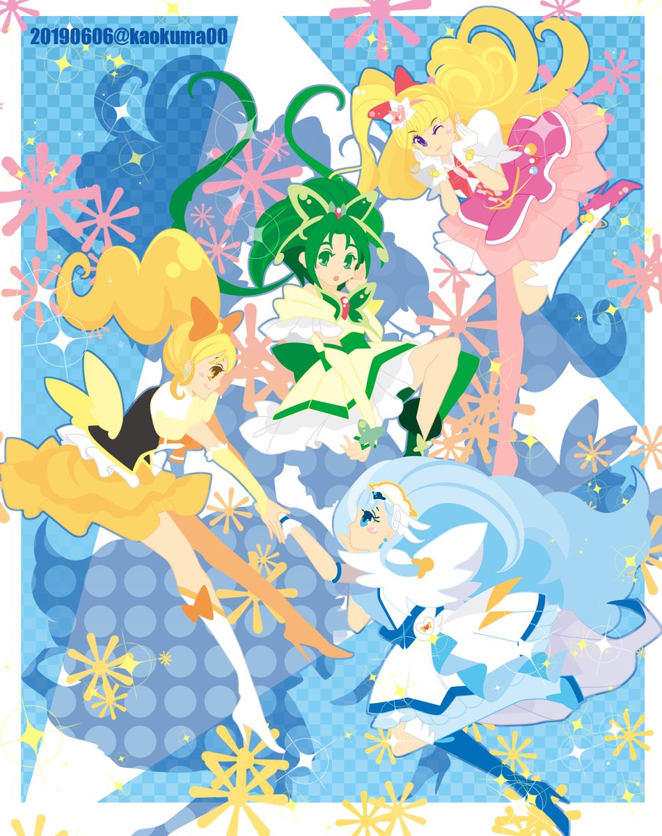 かおくま13 در توییتر 昨夜のお題 ミラクルミントハニーアンジュ ランダム4 プリキュア版深夜の真剣お絵描き60分一本勝負