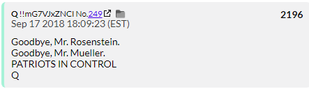 88. QDrop 2196 again says goodbye to Rosenstein and adds Mueller to the people who are going away. They don't go away.