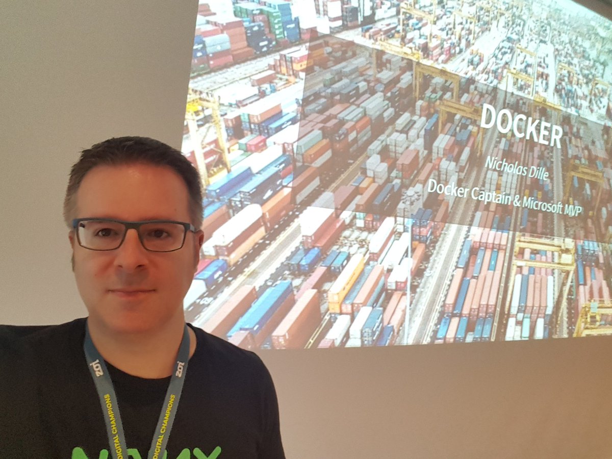 NicholasDille's tweet image. About to start my session covering advanced usage of #Docker at #DevOpsentials19. Look Ma, no #Kubernetes ;-)