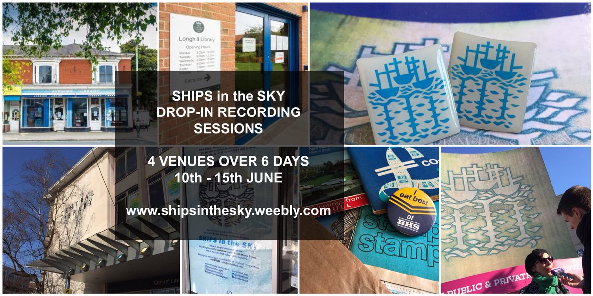 THREAD: We’ve got six drop in recording sessions NEXT WEEK. Please RT, come along, have a chat &amp; get your badge

HULL CENTRAL LIBRARY: 10th &amp; 14th, 10am-2pm

LONGHILL LIBRARY: 13th, 9am–12:30pm

KING EDWARD SQ: 14th, 4-6pm &amp; 15th, 12.30 -2pm

AVENUES LIBRARY:15th, 10am - 12pm