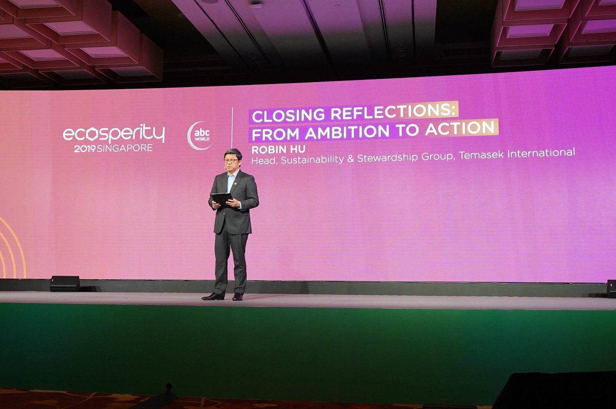 Temasek's tweet photo. "Here are the 3 steps to achieve #Ecosperity: Be informed, Be inspired, and Be activated." - Robin Hu, Head, Sustainability & Stewardship Group, @Temasek #Ecosperity #ABCWorld https://t.co/3SfHiZzx5o