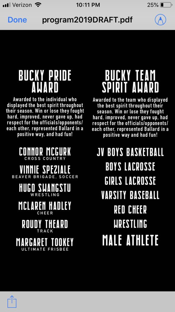 BallardHSSports's tweet photo. It’s time to reveal the first finalists for Beaver Nation Athletic Awards Night! Congrats to the nominees and come see who wins on Monday at 7:00pm. 

Who do you think deserves to win the Bucky Pride and Bucky Team Spirit Awards? #BNAAN https://t.co/h0B5dlnZBA
