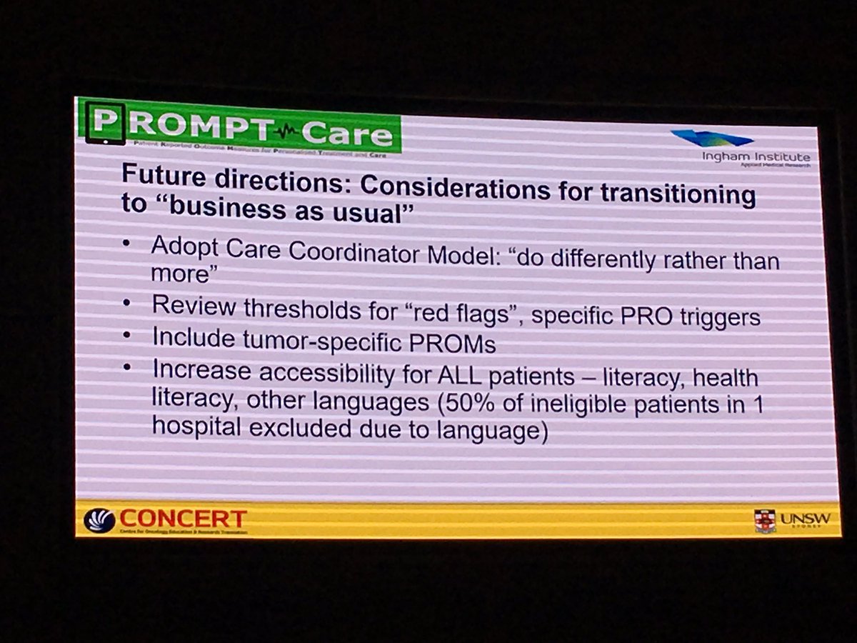 cancer_K2A's tweet photo. Prof Geoff Delaney, @SWSLHD Cancer Services Director, talking about how #PROMPTCare ⬇️ emergency department presentations &amp; saved 💰130K, ie. the cost of a care-coordinator. 🙌 to the team on such great results. Now working towards #implementation as routine care #HealthBeyond19 https://t.co/y22GsEQlUf