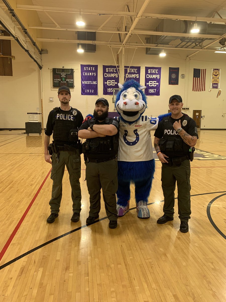 Officer Brand, Officer Decker, Officer Brooks working the colts event at Muncie Central.