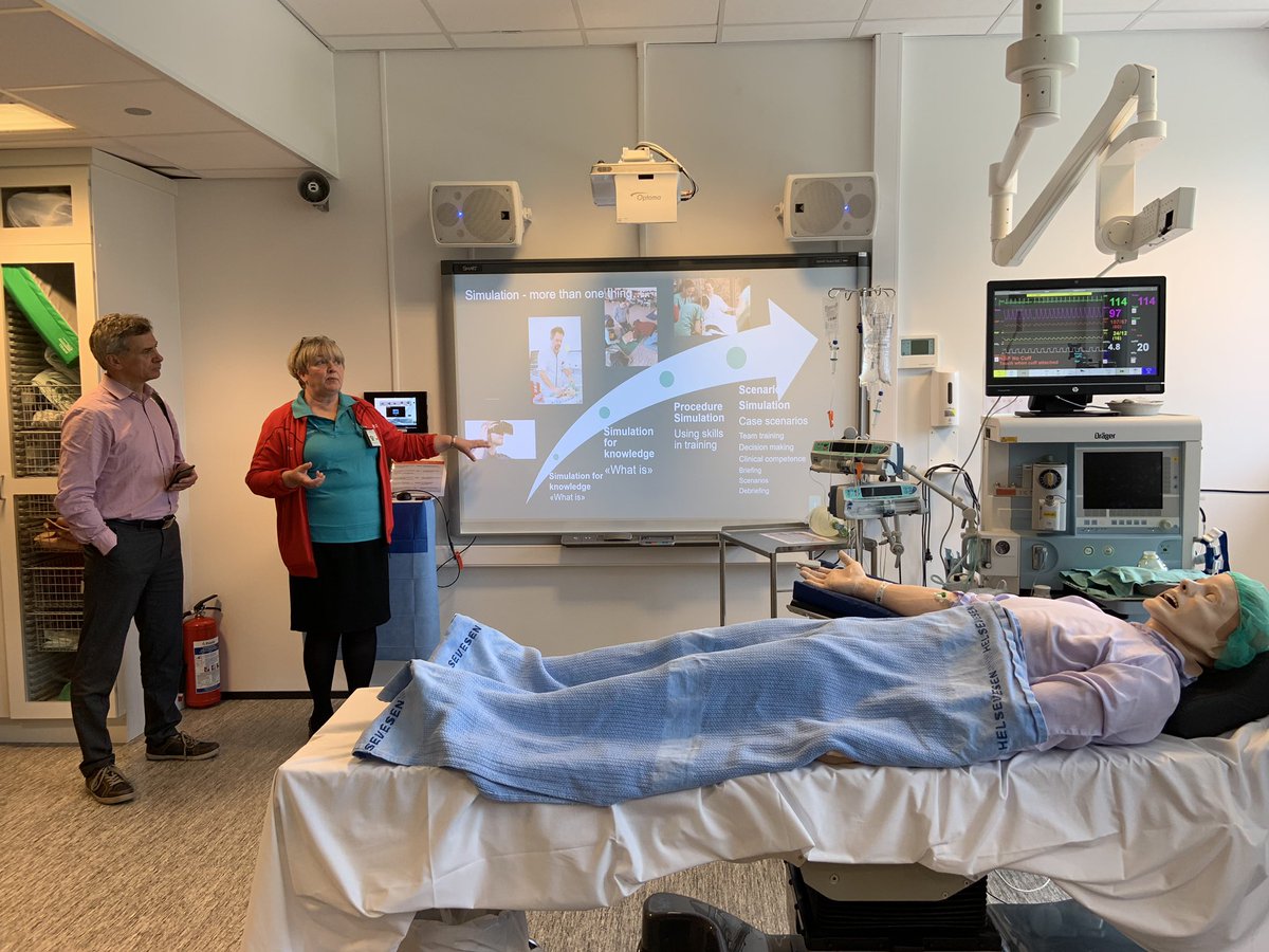 ValentinaTageo's tweet photo. So insightful tour at #SimArena simulation center @hvl_no: modern on-the-job training rooms and equipment for #nurses using simulation as core asset from knowledge acquisition to case scenarios @dish_project #digitalskills #digitalhealth @ECHAlliance https://t.co/p2xJB2q3dy