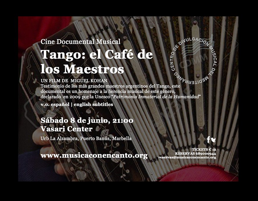 este sábado #tango #documental #Marbella <a href="/Marb_Actualidad/">Marbella Actualidad</a> <a href="/marbellabaila/">INVICTUS</a> <a href="/Marbellaconecta/">Marbella Conecta</a> <a href="/MarbellaHashtag/">#Marbella</a> <a href="/CarmenduranCom/">Carmen Durán Comunicación</a> <a href="/CanalCosta/">Canal Costa Marbella</a> <a href="/marbellaculture/">Life in Marbs</a> <a href="/marbellacultura/">Marbella Cultura</a> <a href="/CultuMarbella/">CultuTweet Marbella</a> <a href="/CanalSurRadio/">Canal Sur Radio</a> <a href="/CopeMarbella/">Cope Marbella</a> <a href="/melo_marbella/">Marbella Melo Rosales</a> @Radio_Benahavis <a href="/RTVMarbella/">RTV Marbella</a> <a href="/tvmarbella/">M95 TV MARBELLA</a>
