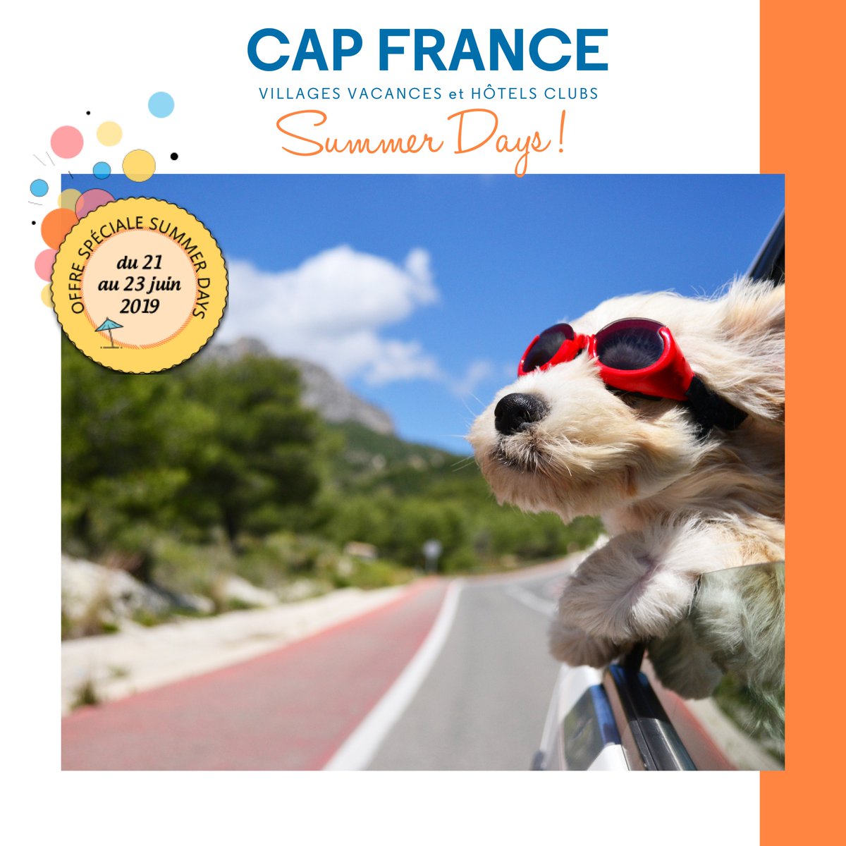 Du 21 au 23 juin, c'est les #SummerDays chez Cap France ☀️
Pour participer et recevoir en avant-première nos offres exclusives, c'est par ici ➡️ bit.ly/CapFranceSumme…