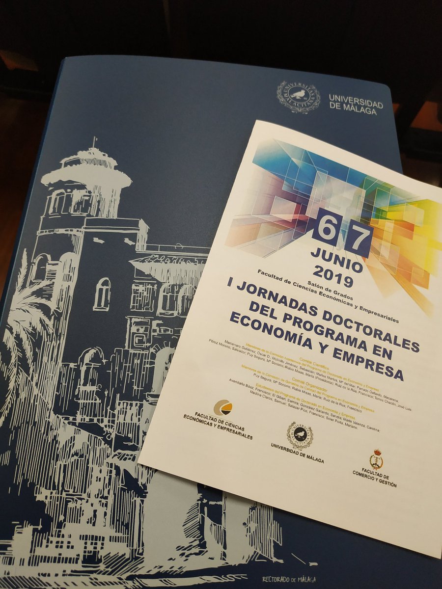 Muy contenta de estar en el comité organizador de las I Jornadas Doctorales Programa en Economía y Empresa - hoy y mañana - en  <a href="/economicasUMA/">Económicas Málaga</a>...hemos preparado un programa muy completo que nos ayuda a todos los doctorandos a aprender y compartir conocimientos #doctoranda