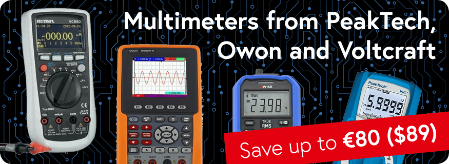 Elektor's tweet image. #Deal of the week:
Save up to €80 ($89) on selected multimeters from #PeakTech, #Owon and #Voltcraft!
👉 elektor.com/tools/test-mea…