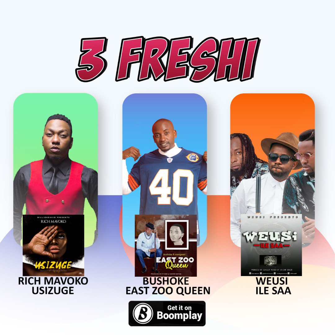 BoomplayTZ's tweet photo. #3Fresh🔥
Kila uchao ngoma kibao huporomoka ndani ya #Boomplay, miongoni mwazo ni hizi #3. #EastZooQueen #Usizuge #IleSaa.
Tuambie ipi imekushika zaidi katika hizo? @GnakoWarawara https://t.co/0LuGQ1yMRb
