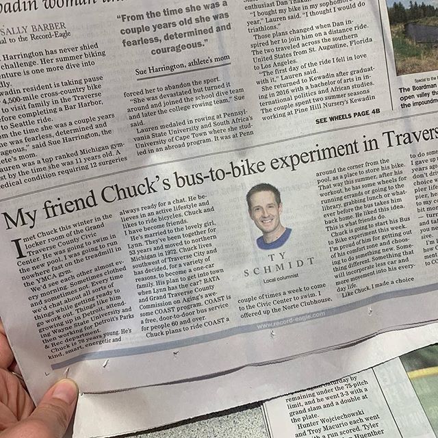 elgruponorte's tweet photo. Gracias, Chuck! And for the car-lite coverage @tcrecordeagle ! And for the car-lite options @bata_transit !
Make friends ✔️ Move more ✔️
Smile more ✔️ #smartcommutetc #biketvc https://t.co/oZbWSPa1wq https://t.co/5ZdSbZp7GR