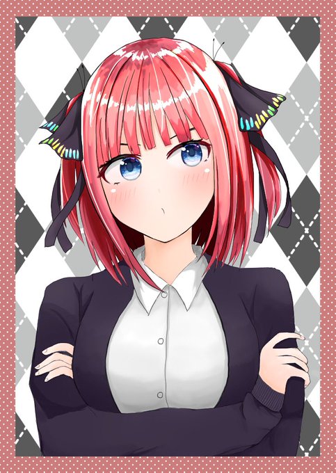 茜ふみさんがTwitterに投稿した中野二乃(五等分の花嫁)のイラスト。