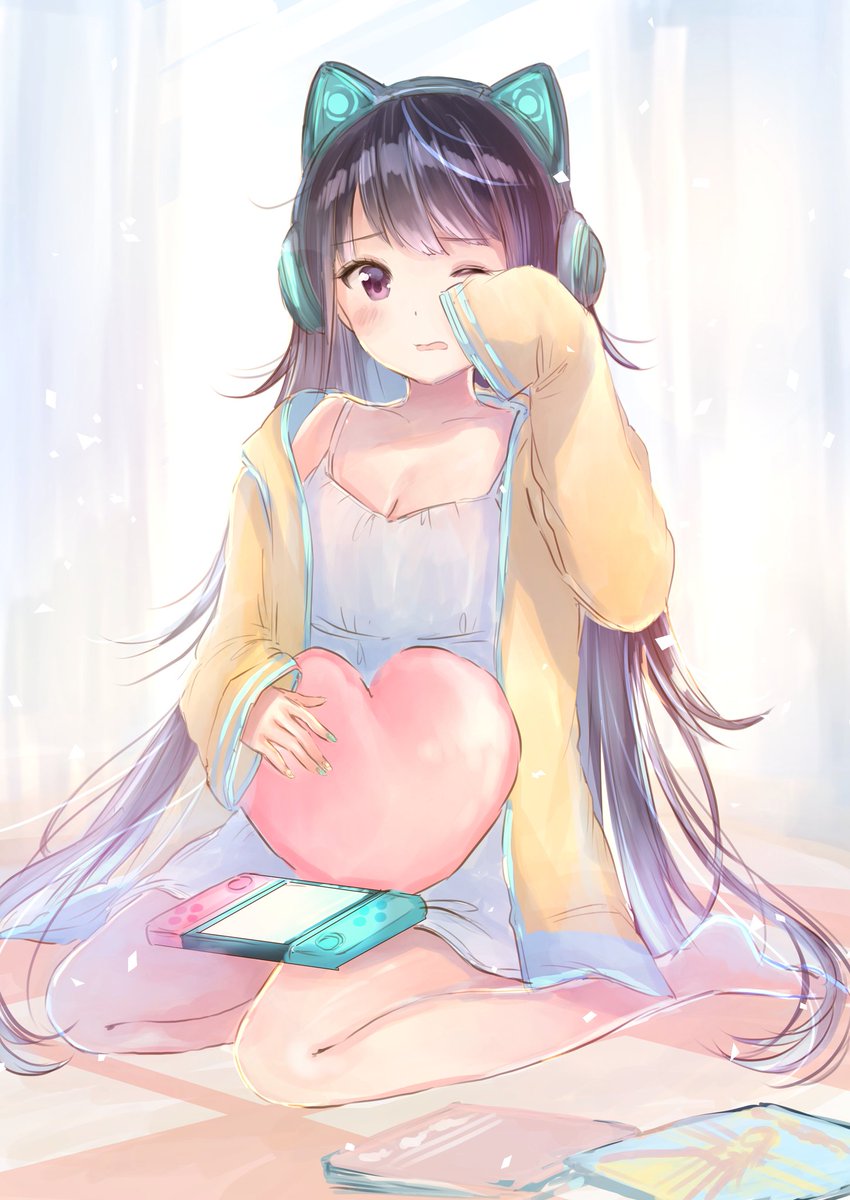 もちつき うさ お家デートでゲームしてる女の子描きました 創作イラスト もちつき うさ お家デートでゲームしてる女の子描きました 創作イラスト