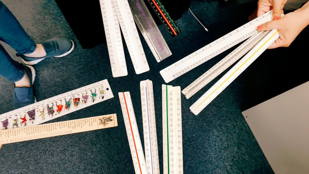 Rationalising our stock of scale rules in the office today. Can you guess which of these rulers belong to Gaynor, our Heritage Planner? 😁 #quirkystationery #heritagespecialist