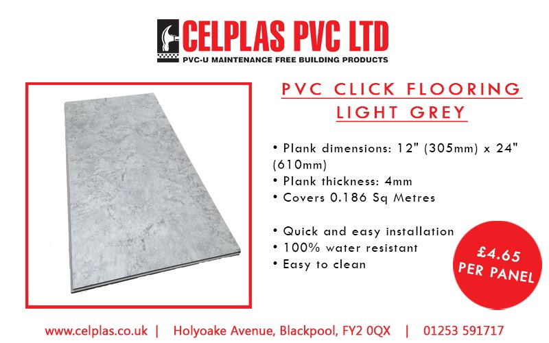 Celplas_PVC's tweet image. PVC Click flooring makes for the ideal flooring for wet rooms such as bathrooms and kitchens without the fuss of tiling. They're extremely hard wearing and resilient to daily wear and tear. Now also available in Slate Grey!

#Decor #Floor #Home #Interior