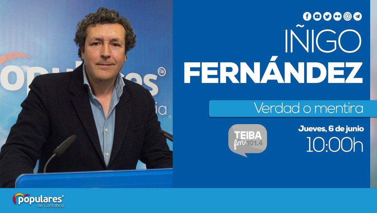 ppcantabria's tweet photo. Nuestro portavoz @ifedezg participará desde las 10 en la tertulia 'Verdad o Mentira' de @radioteibafm https://t.co/Qh3aPVDLtc