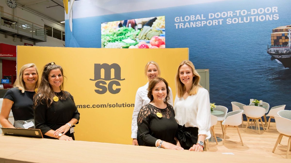 MSCCargo's tweet photo. The Transport Logistic is in full motion in Munich – and runs until tomorrow, Friday 7 June. Come meet our team at stand 302 in Hall B4! More info: https://t.co/JH8QTep65B #MSCTL #transportlogistic2019 https://t.co/zuI9n8euJ3