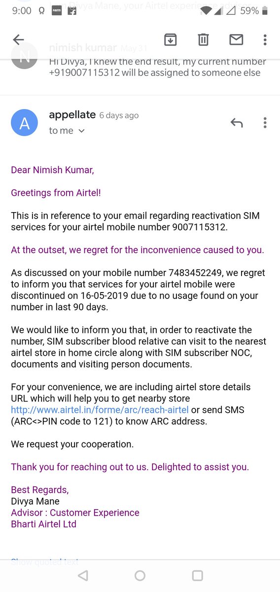 nimish_kumar's tweet image. It has been more than 15 days , I am not getting any solution.@Airtel_Presence @airtelindia  asked me to visit Karnataka circle then Kolkata.