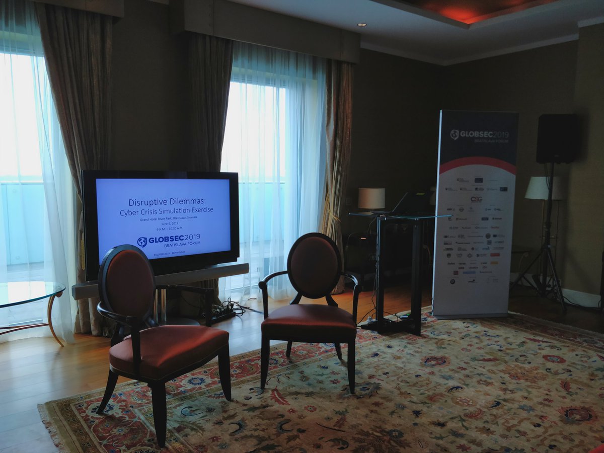 anushkacyber's tweet photo. If you haven't started your morning with a cyber crisis simulation, you're doing it wrong. The first one ever at the GLOBSEC Bratislava Forum to begin soon! @GLOBSEC  Thank you to our collaborators - @NadjaElfertasi @ksub518 @benedettabertiw
@GlobalCyberAlln @digi_resilience https://t.co/oLpwDNkDph
