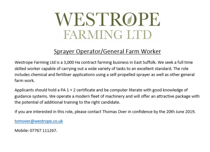 We are currently looking for a person to come and join the team. The position has become available due to a retirement. Please share @WilsonWraight <a href="/RWWraight/">Roger Wraight</a> <a href="/FarmingPhotos/">Farming Photography</a>