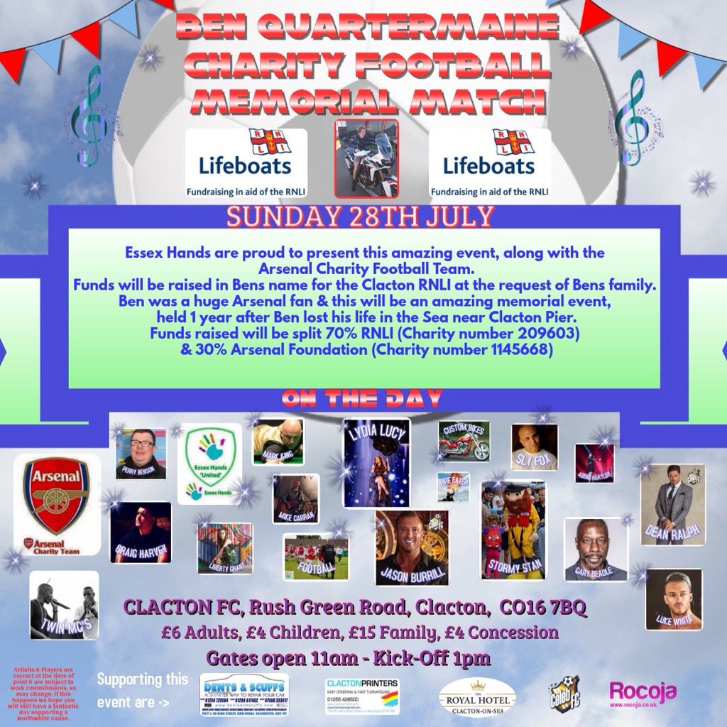 EssexHands's tweet photo. #RT #meetandgreet #charityfootballplayers #arsenalcharityteam @essexhand #united #preformers #livemusic #dj let’s get #BenQuartermaines #candle lit #walk #remember #bens #support @Celeb_FC #dentsandscuffs @royal_complex #prematchparty #celebrity #CBB
https://t.co/VvE5XOpBu5 https://t.co/ltVZXKnLJd
