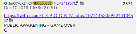 120. QDrop 2571 Tells us The Great Awakening = Game Over. The game continues, the people remain sleeping.