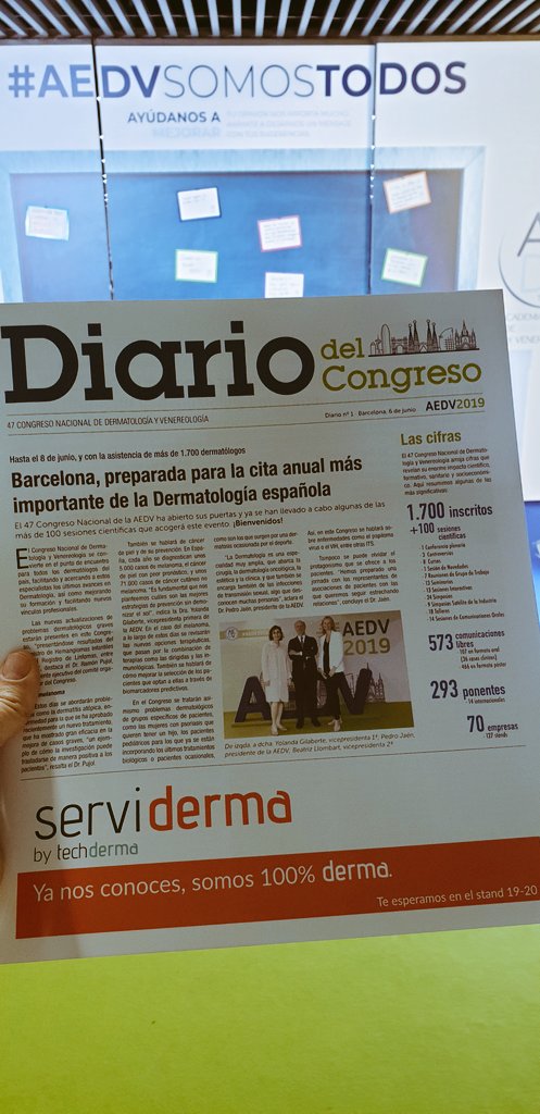 aedv_es's tweet photo. #AEDV2019 No te pierdas el Diario del Congreso, te lo entregarán a la entrada! Descubre las novedades del día. https://t.co/tOWlSNbGc0