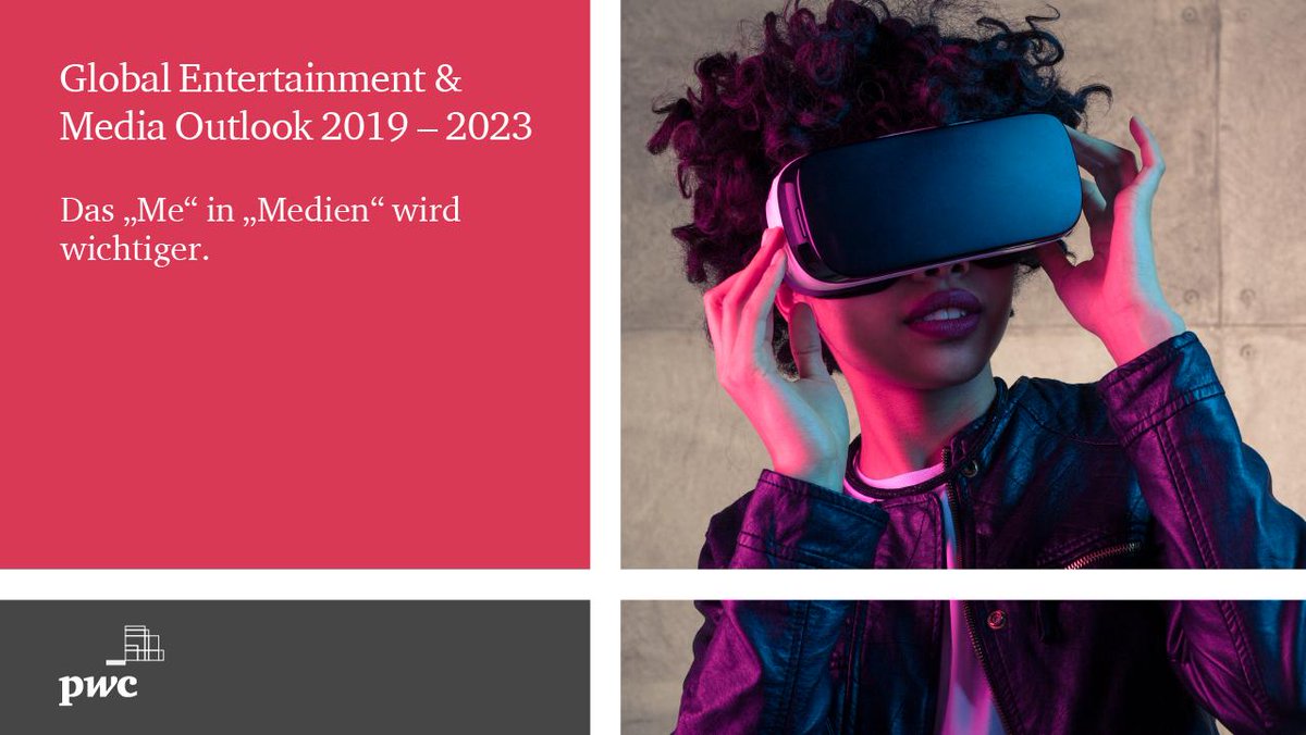 pwc_de's tweet photo. Ob Video-Streamingdienste wie #Netflix oder klassische Medien – personalisierte Mediennutzung revolutioniert die Unterhaltungsindustrie! Unser „Global Entertainment &amp; Media Outlook 2019 – 2023“ zeigt, welche Trends Potential bieten. Zum #PwCOutlook: https://t.co/I8Id7V7O0a https://t.co/wyVnmCkSTW