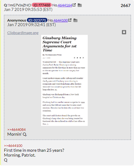 129. QDrop 2667 Q keeps hinting at RBG being dead and riling people into a frenzy. Again he takes no blame for this after the fact and says "I never said she was dead". Just a mob boss telling you to "Take care" of somebody means they never told you to kill them.