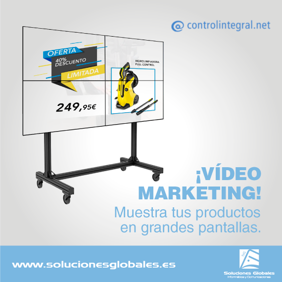 soluglobales's tweet photo. ¡Muestra tus productos en grandes pantallas! y haz que tus clientes vean y descubran todo lo que vendes con Vídeomarketing ¡Todo son ventajas! ¡Llámanos al 91 503 06 53 o envíanos un email solicitando información a info@solucionesglobales.es
#controlintegral #videomarketing https://t.co/834NQKpSY3