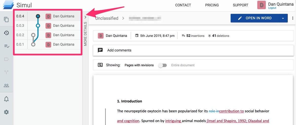 Dan Quintana (@dsquintana) on Twitter photo I've been checking out <a href="/simuldocs/">Simul Documents</a> for version controlling Word manuscripts. Impressed so far, as updates occur automatically as you progress with your document. No need to fiddle around with any code or interfaces, you just keep working in Word as per usual I've been checking out <a href="/simuldocs/">Simul Documents</a> for version controlling Word manuscripts. Impressed so far, as updates occur automatically as you progress with your document. No need to fiddle around with any code or interfaces, you just keep working in Word as per usual