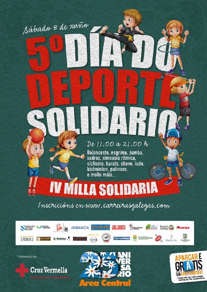 hockeycompos's tweet photo. Este sábado, de 16 a 20:30, celébrase en Area Central o 5 Día do Deporte Solidário. Podédesnos atopar na esquina vermella. Animádevos a vir! Contamos convosco!
A recadación será destinada á Cruz Vermella de Santiago. Merécenno!
Grazas á organización. Sodes grandes!👏🏼👏🏼🏑🏑🏑💪🏼 https://t.co/v7aNl7PQY9