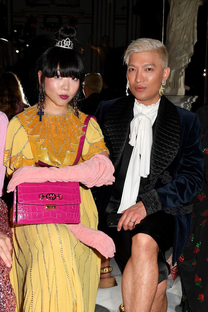 gucci's tweet photo. Front row guests attending the #GucciCruise20 fashion show in Rome including #JunoMak @theofficialjuno, @susiebubble and @bryanboy, #YorgosLanthimos. #AlessandroMichele #MuseiCapitolini @museiincomune https://t.co/Kze5XxHxWk