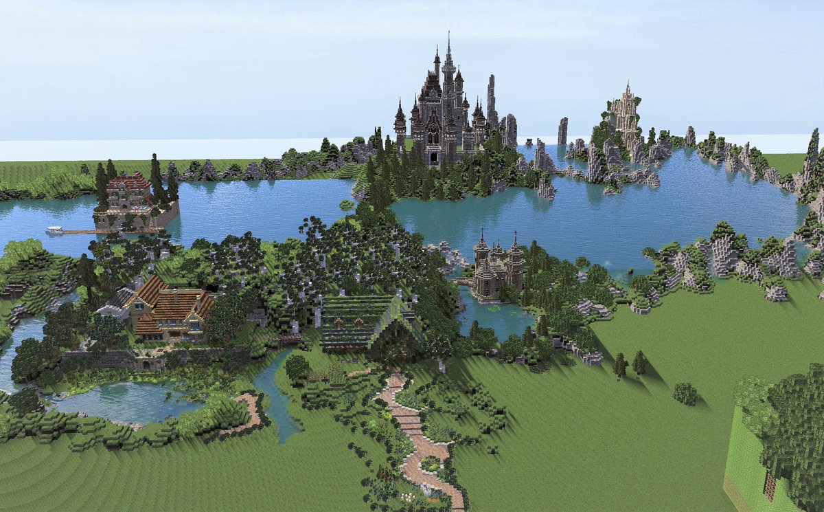 Milk猫 Weareconquest Minecraft緑化推進委員会 Minecraft建築コミュ Minecraft 2枚目3枚目の建築物が繋がるように地形を生やしました 艸