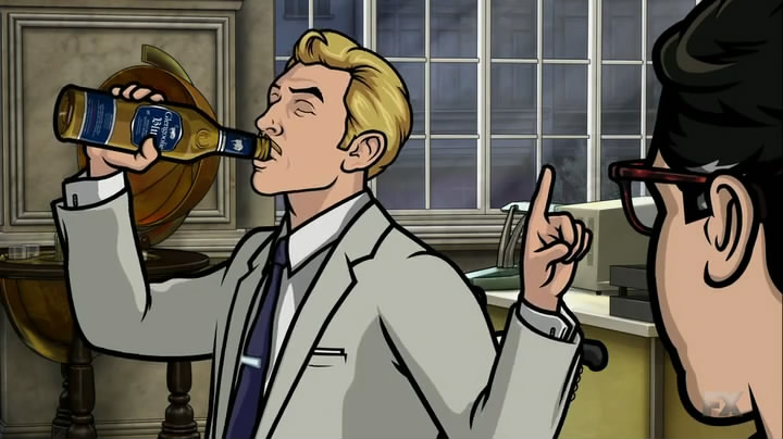 Ray drinking a bottle of Glengoolie Blue