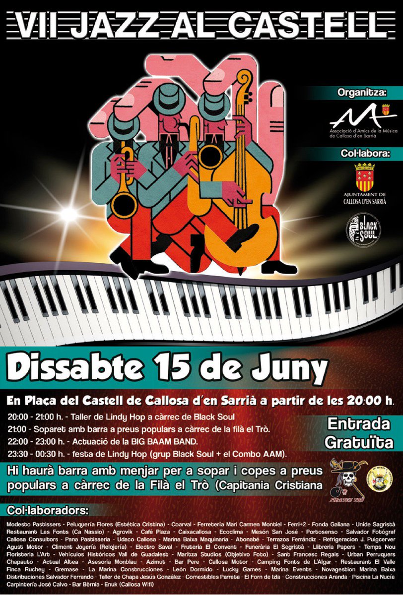 La plaça del Castell acollirà dissabte que ve, 15 de juny, la setena edició de ‘Jazz al Castell’. bit.ly/31cAYCt
#CallosadenSarrià #JazzalCastell #Jazz #Cultura #Música