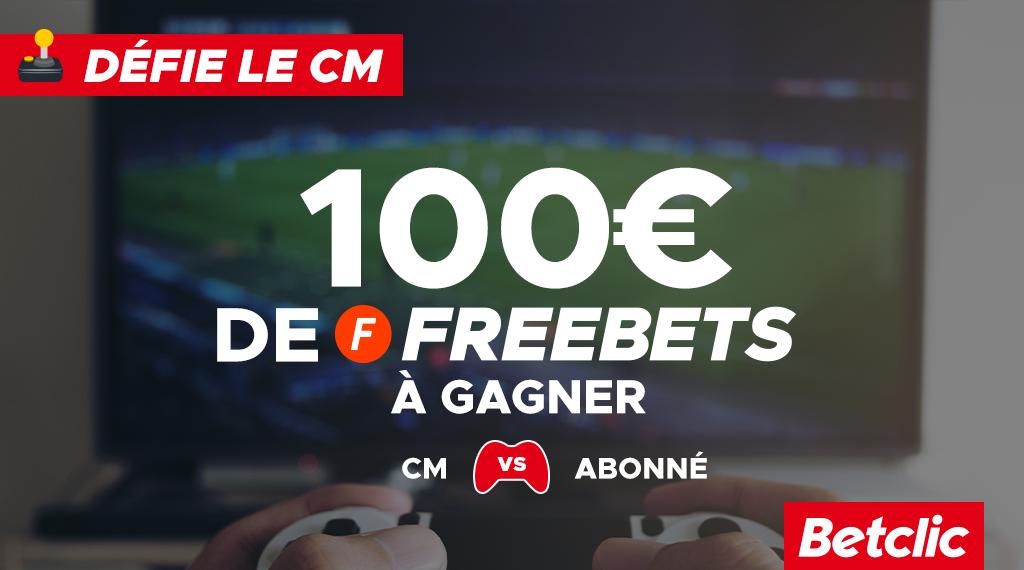 Betclic's tweet photo. 🏆 Pour fêter la 2nde demi-finale de la Ligue des Nations, on lance un #DefieLeCM sur Pays-Bas - Angleterre ! Si tu arrives à battre le CM : 100€ de Freebets pour toi 🤑

➡ RT pour tenter ta chance

⚠ Le match sera streamé et se jouera sur PS4 (FIFA) à 17h 👀 https://t.co/5li8eWhvoS