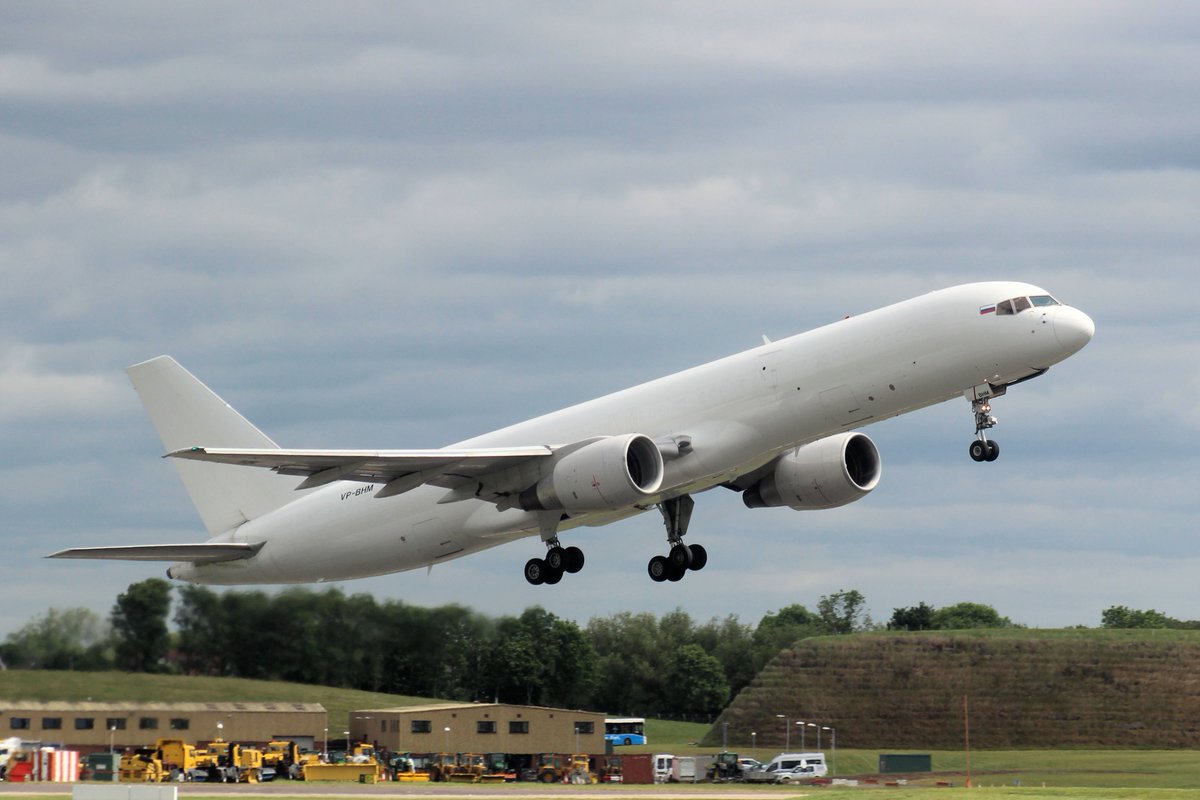 CityAviation's tweet photo. E-Cargo B757F departs from runway 15 at BHX on Wednesday 5th June, enroute to Port Moresby, Papua New Guinea with urgent spare parts. A second visit by our Russian friends and a new destination from @bhx_official https://t.co/TEIvm49bho