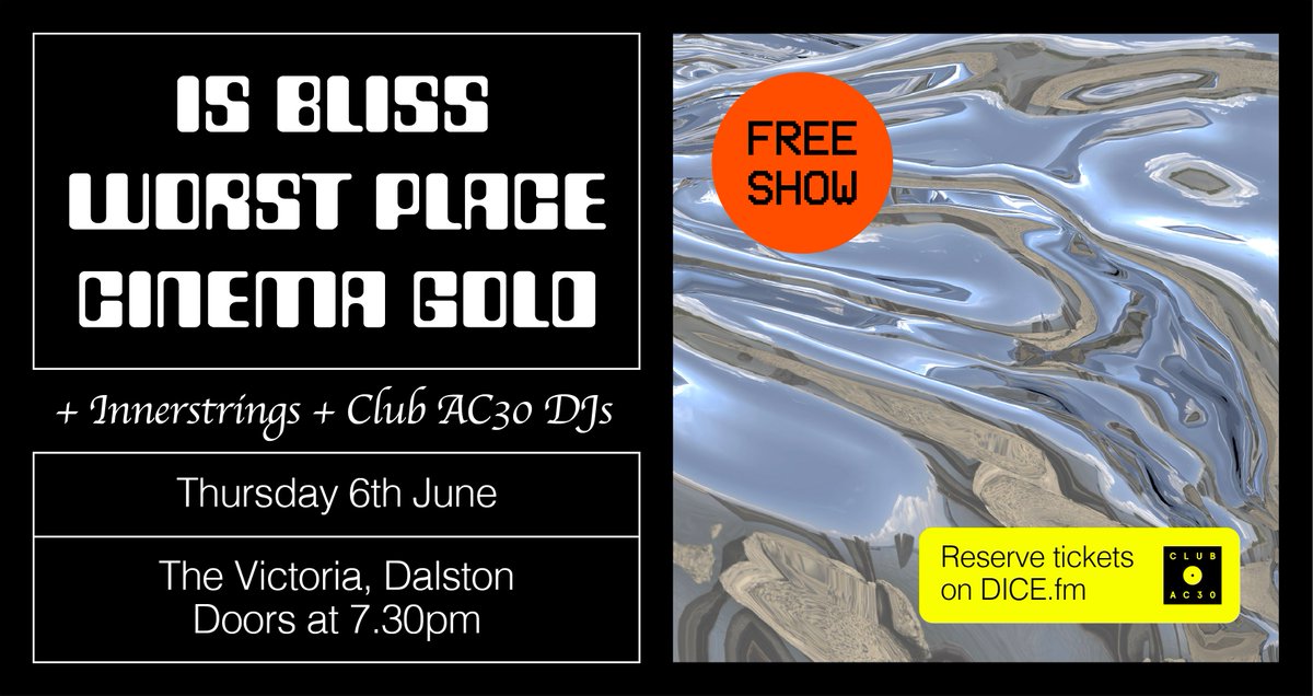 clubac30's tweet photo. Tonight at @VICTORIADALSTON - album launch party for @isblissuk, with support from @PlaceWorst and Cinema Gold, with @inner_strings on visuals, and @mattcatling1988 on the decks.  Best of all, it's free!  Reserve your spot over on https://t.co/iLSlPe7hm0 https://t.co/xrebx7PMEN
