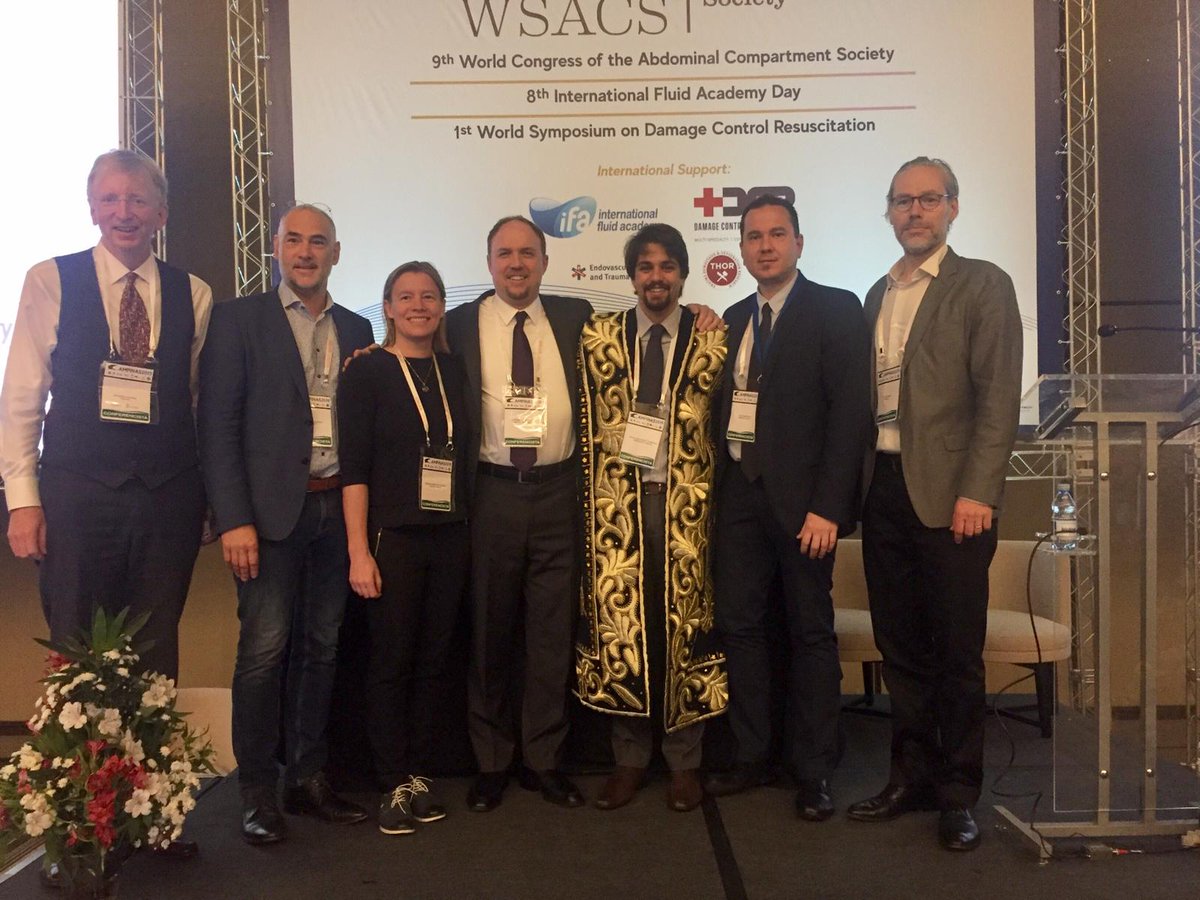 eSOAP5's tweet photo. Mr Michael Sugrue pictured with past and future presidents of the World Society at World Congress WSACS - the Abdominal Compartment Society. @CPerMed @Don_ted1 @TonyBjourson @seubp @RandalParlour https://t.co/nDqv4wP5Qz