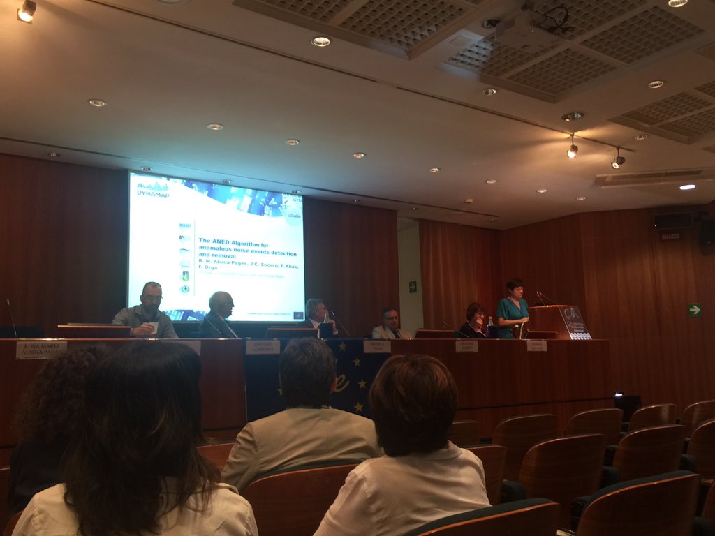 falias's tweet photo. @ralsinap presenting @LaSalleBCN @uramonllull contribution to @lifedynamap project: the Anomalous #Noise Event #Detector #ANED #realtime #signalprocessing #AI #machinehearing @LIFEprogramme https://t.co/X5MCQo5WX7
