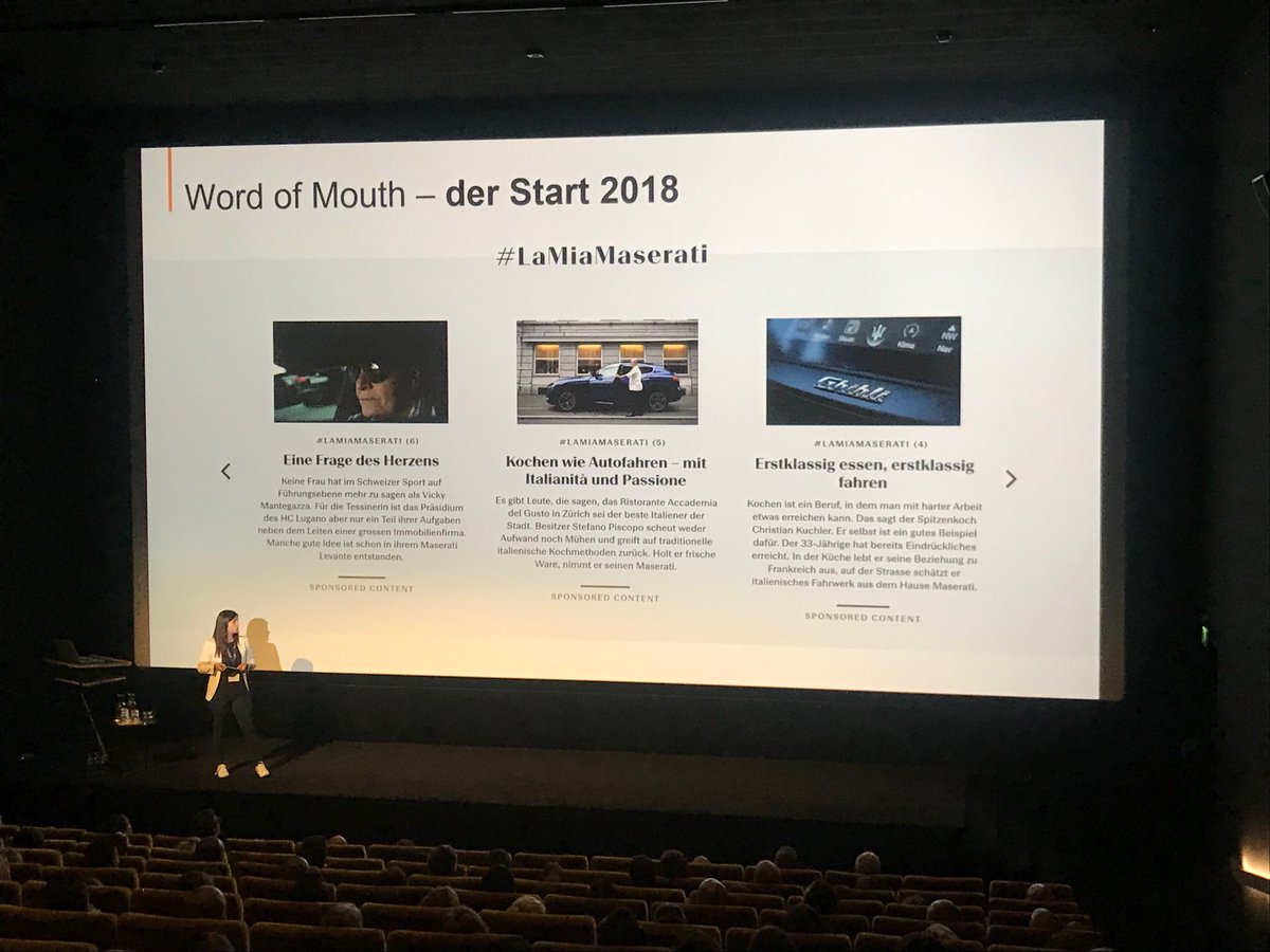 Der erste von vier Praxiscases heute im Programm: #LaMiaMaserati, präsentiert von Nora Chapero Janetzkowski, Product Manager bei audienzz. #cmdch2019