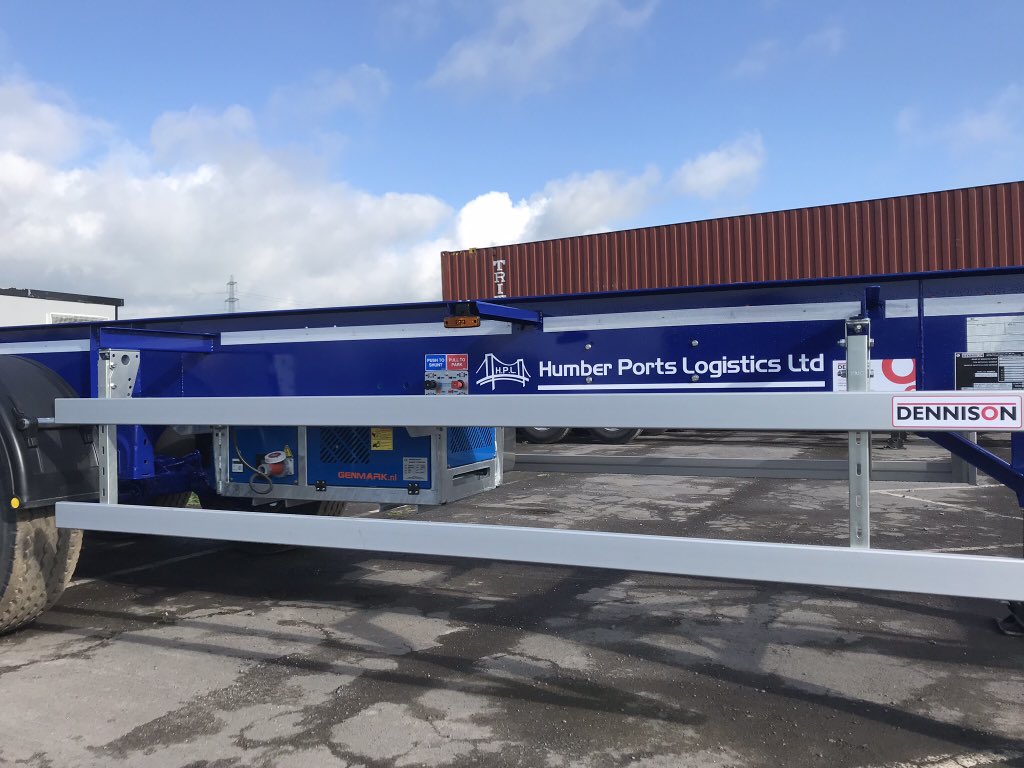 HumberPorts's tweet photo. We have recently added 4 x New Dennison Genset Trailers for 40/45'ft Reefer Containers to our ever growing fleet of container chassis. 
The Humber Ports Group is one of the largest privately owned haulage companies on the Humber operating 100 Trucks and over 150 container chassis https://t.co/pAv6HUyoCQ