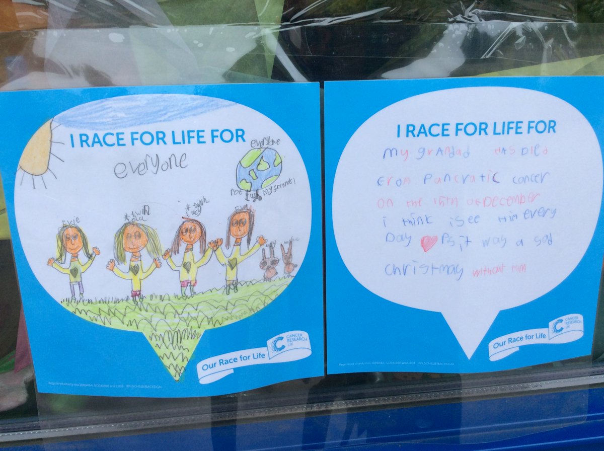Final tweets from our Race for Life showing some of the beautiful and heartfelt messages from Seaview children and staff.  Well done and huge thanks for those who took part and those who have donated.  <a href="/raceforlife/">Race for Life</a> <a href="/CRUKScotland/">Cancer Research UK in Scotland</a> #RaceforLife