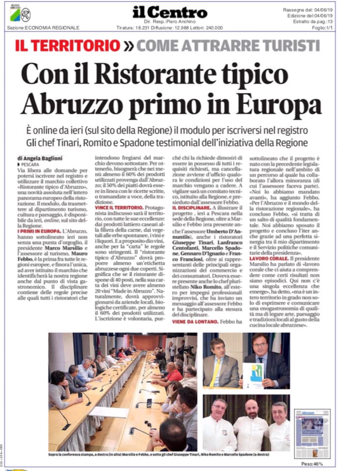 MauroFebbo's tweet photo. Grande passo in avanti per la promozione della nostra cucina e del nostro territorio. È nato il marchio di qualità #RistoranteTipico. https://t.co/ht3LnOBmfk